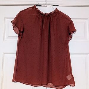 Express Rust Dress Top With Black Dots